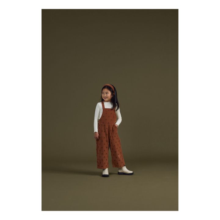 Floral Corduroy Dungarees | Brown- Product image n°6