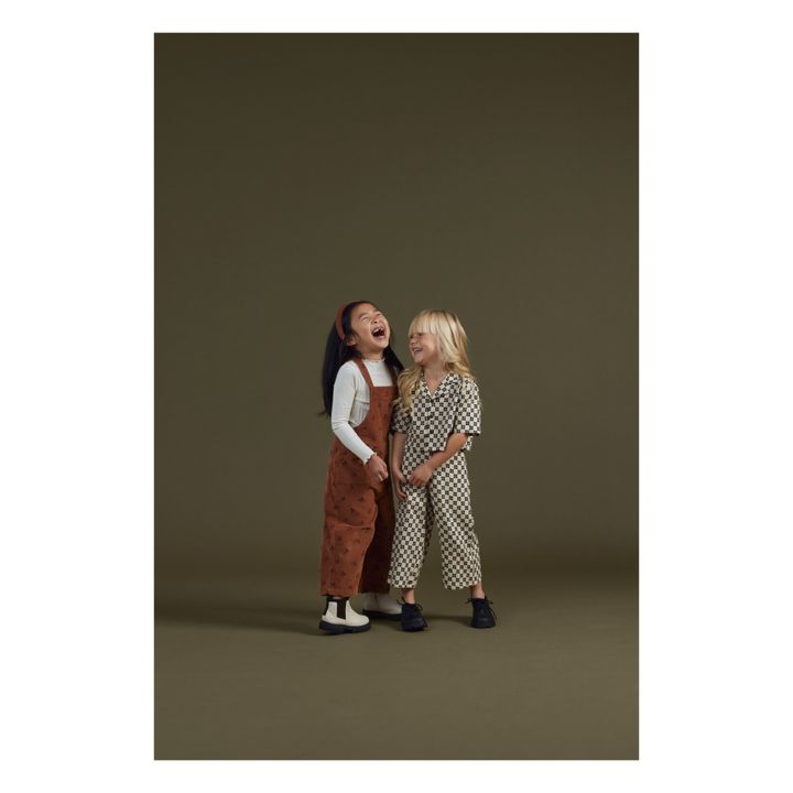 Floral Corduroy Dungarees | Brown- Product image n°7