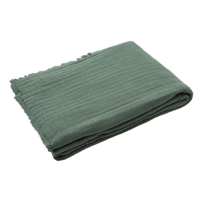 Plaid en gaze de coton Vanly | Grigio azzurro