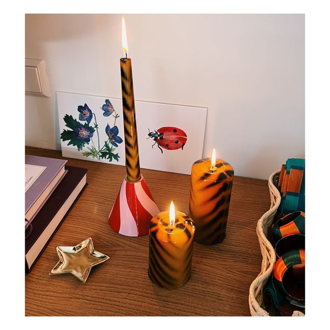 Striped tiger candle - S | Brown