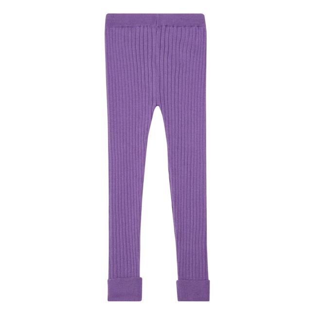 Organic Cotton Openwork Knit Legging | Purple