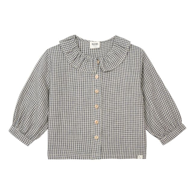 Camicetta Vichy in lino | Nero