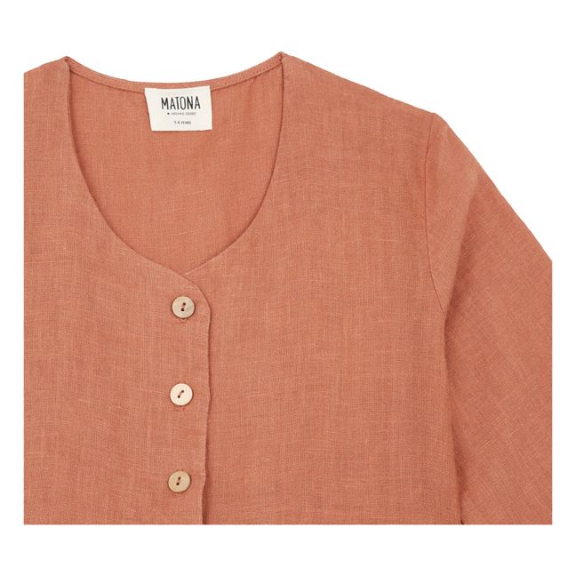 Vestito midi in lino | Terracotta