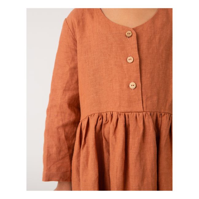 Vestito midi in lino | Terracotta