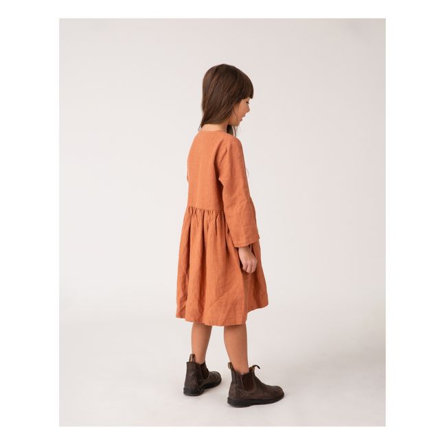 Vestido de lino Midi | Terracotta