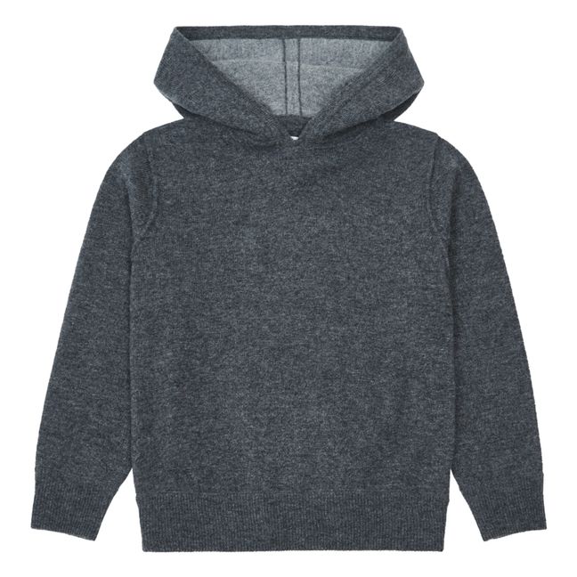 Wool and Cashmere Hoody | Charcoal grey