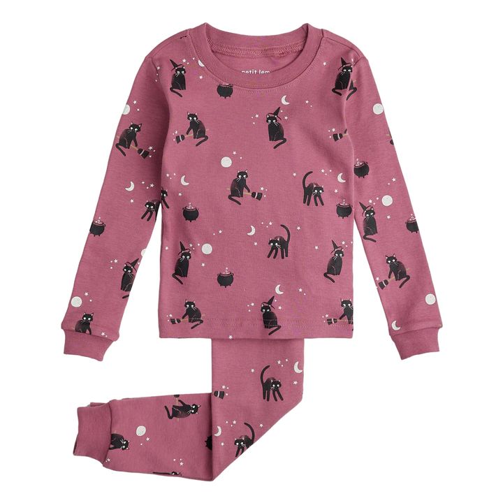 Pyjama Coton Bio Chat Sorcier Phosphorescent | Dusty Pink- Product image n°0