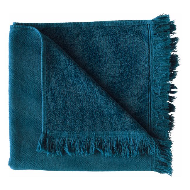 Asciugamano da bagno in cotone organico Luna | Blu anatra