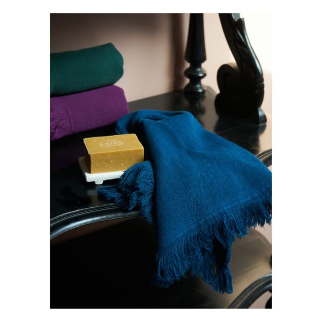 Serviette de bain en coton bio Luna | Bleu canard