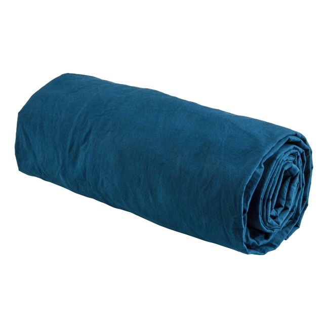 Celeste fitted sheet in organic cotton | Peacock blue