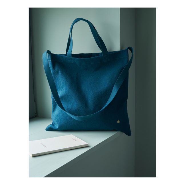 Sac City Iona en toile de coton | Bleu canard