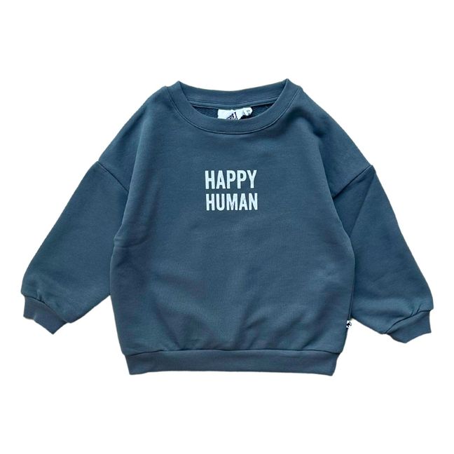 Sudadera de algodón orgánico Happy Human | Azul Gris