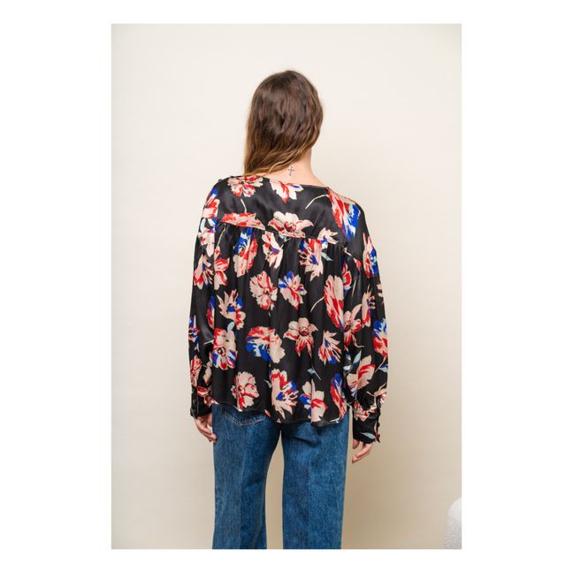 Blusa estampada de raso Bill | Negro