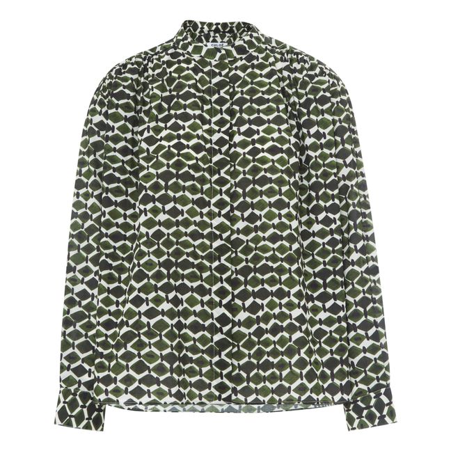 Blouse Derrick Popeline Imprimée | Vert kaki