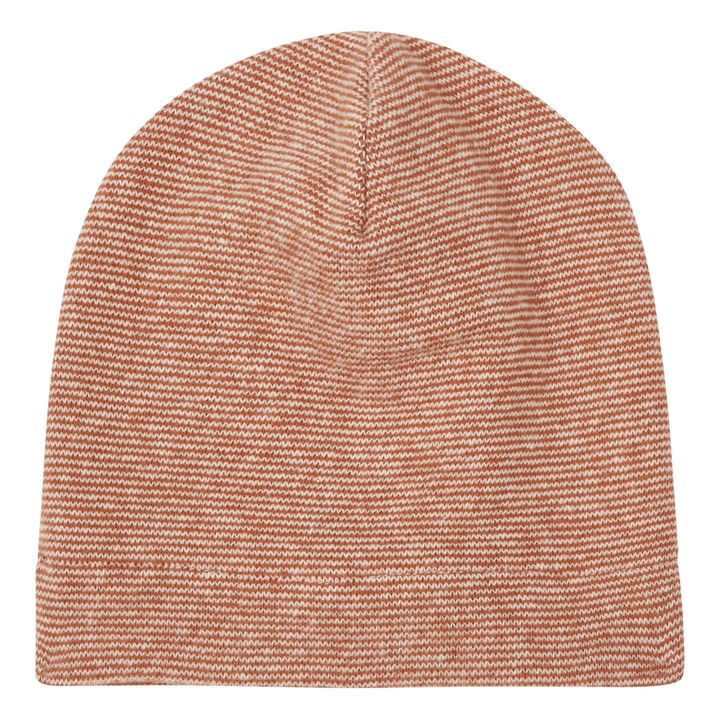 Striped knitted hat | Rust- Product image n°0