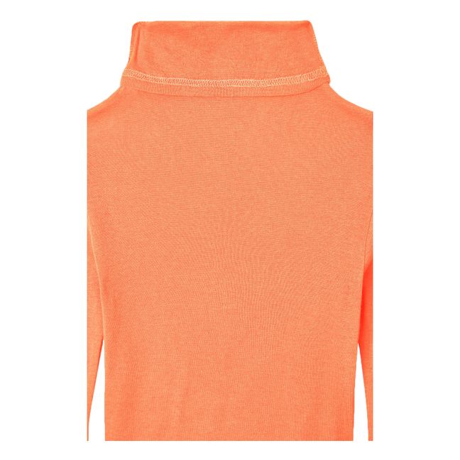 T-shirt Manches Longues Col Roulé Coton Supima Massachusetts | Orange fluo