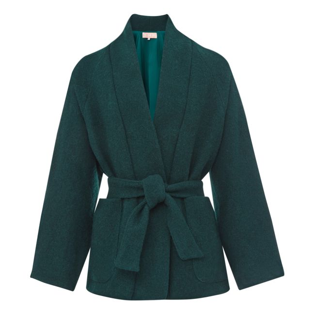 Chaqueta con cinturón Pooler Mezcla de lana | Verde Oscuro