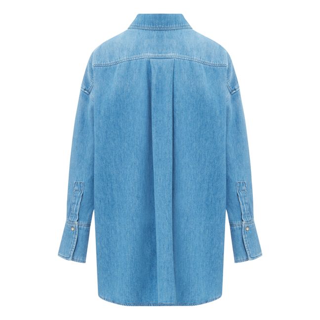 Überhemd Poka aus recycelter Baumwolle und Leinen - Damenkollektion | Blau