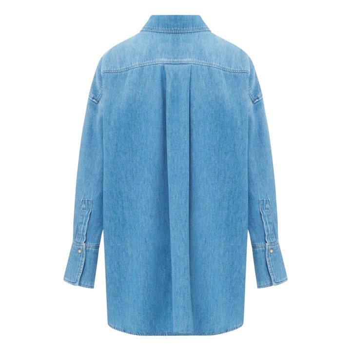 Überhemd Poka aus recycelter Baumwolle und Leinen - Damenkollektion | Blau- Produktbild Nr. 1