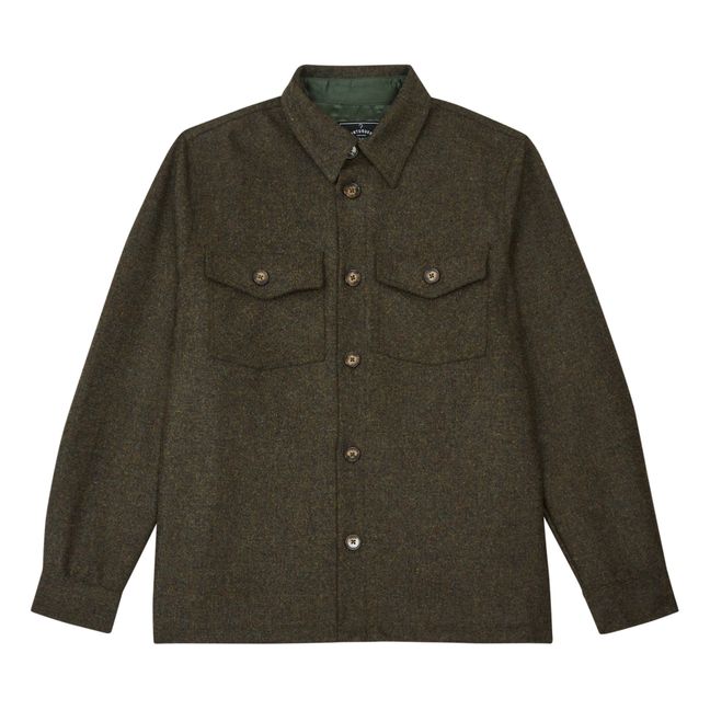 Camicia over in lana vergine Wool Field | Verde foresta