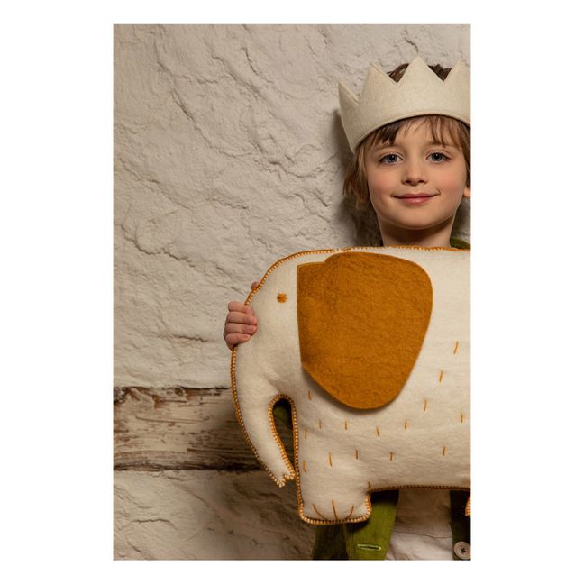 Coussin Pasu Eléphant en feutre | Blanc