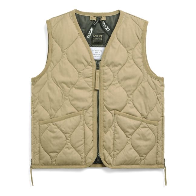 Veste Zippée Sans Manches Matelassée Military | Beige