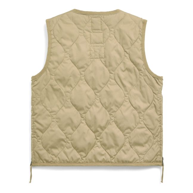 Veste Zippée Sans Manches Matelassée Military | Beige