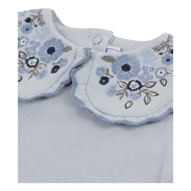 Embroidered collar sweatshirt | Blue