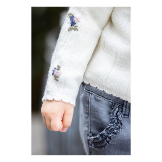 Cardigan Laine et Cachemire Brodé Fleurs | Crudo