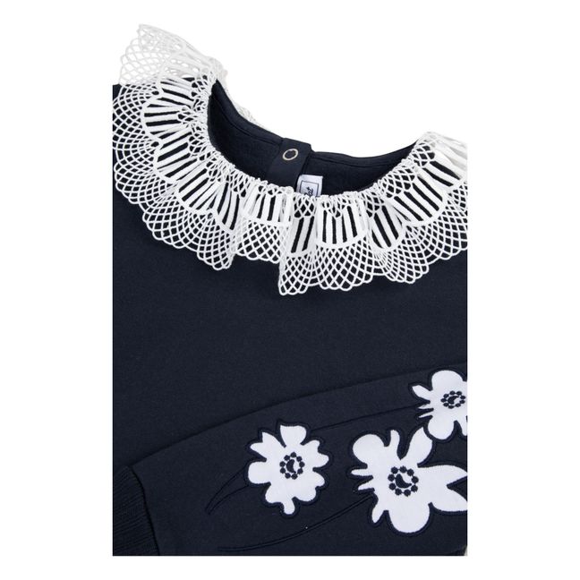Sweat Col Dentelle | Bleu marine