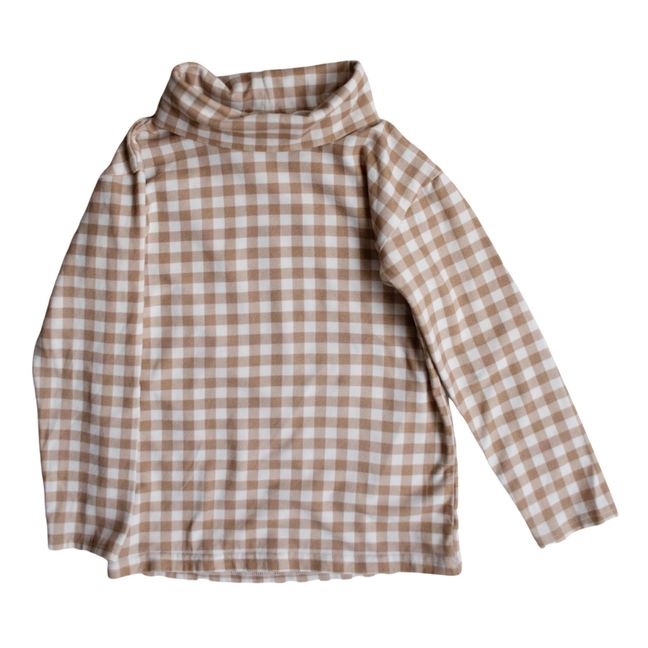 Unterziehpullover Bio-Baumwolle Vichy | Karamel