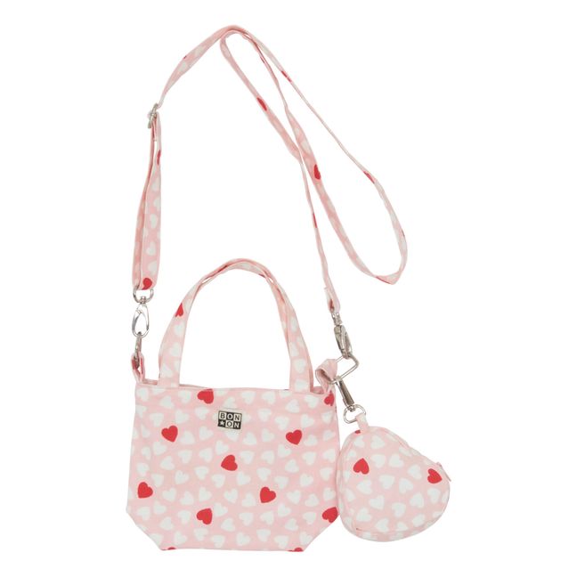 Sac + Porte-Monnaie Coeurs Chloe | Rose pâle