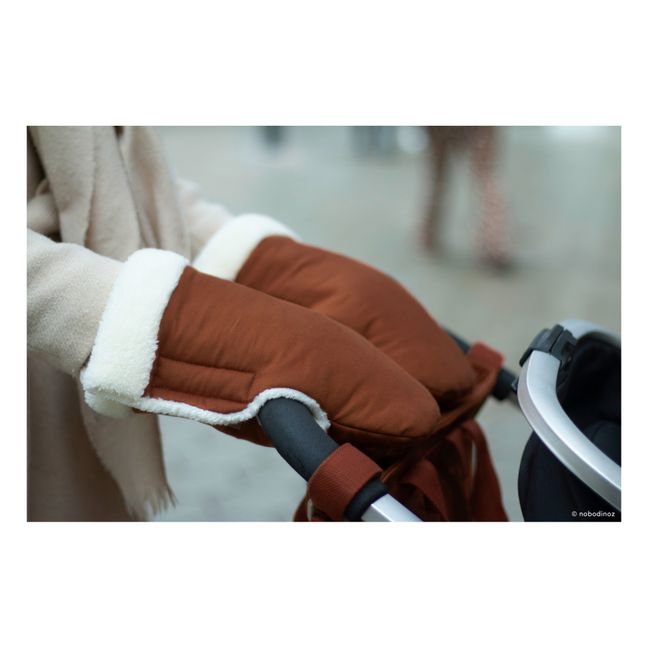Handschuhe für Kinderwagen aus Bio-Baumwolle | ziegelrot