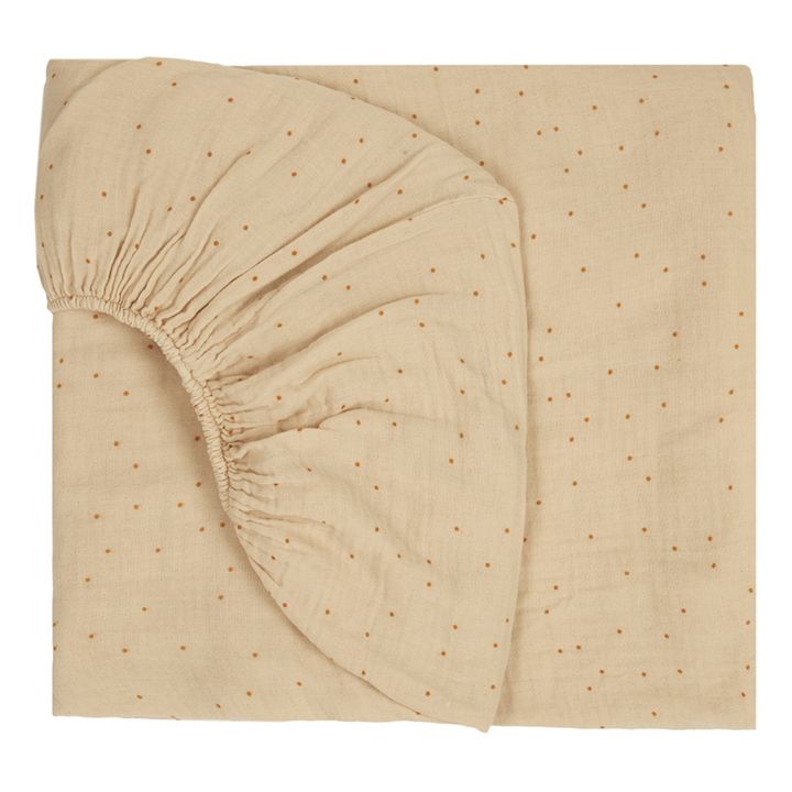 Dots cot fitted sheet | Ginger- Product image n°0