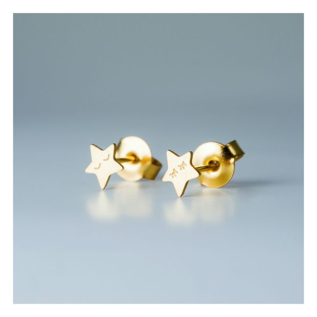 Asymmetrische Ohrringe Sterne | Gold