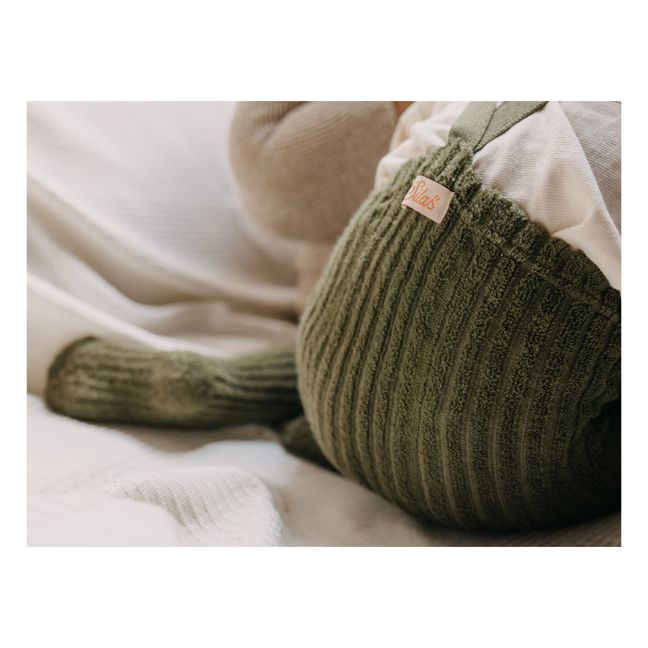 Leotardos con peto de algodón ecológico Teddy Granny | Olive