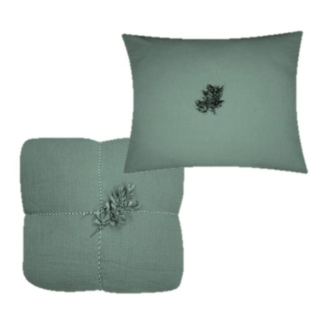 Juego de cama de gasa de algodón ecológico | Verde Tilo