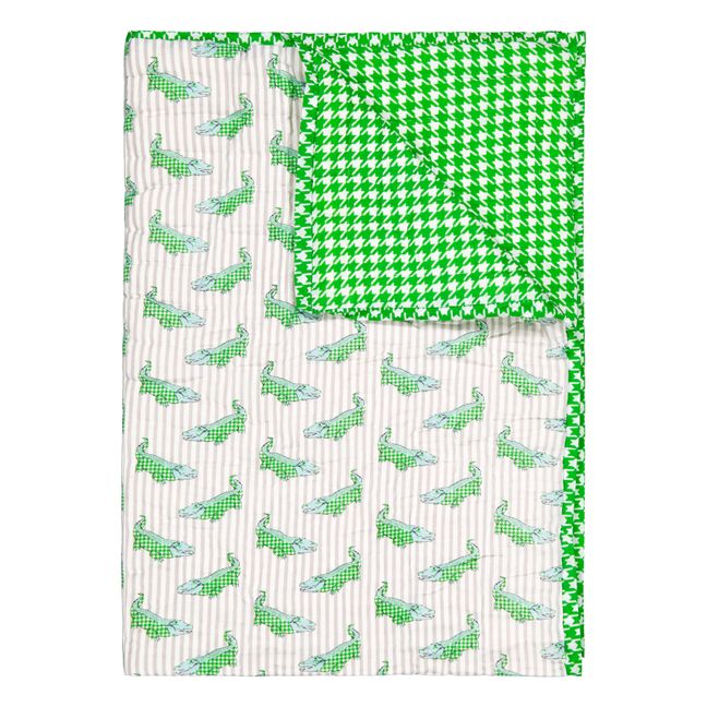 Plaid quilté réversible Crocodile | Vert