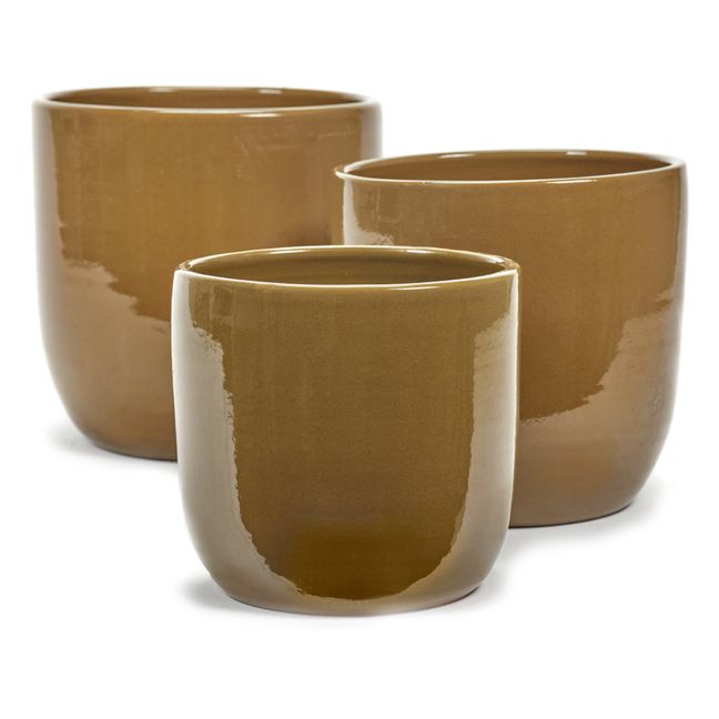 Cache pot émaillé | Mustard