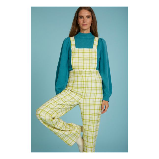 Tuta in lana vergine a quadri color fungo | Verde