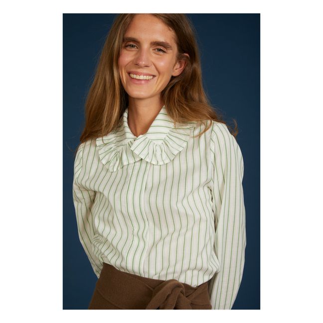 Blouse Boissière Rayures Coton et Soie | Ecru