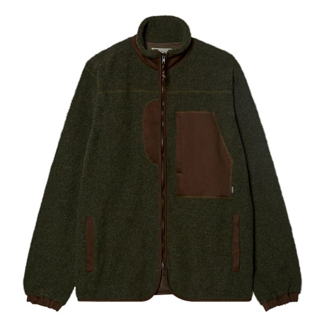 Giacca in pile bi-materiale | Verde pino
