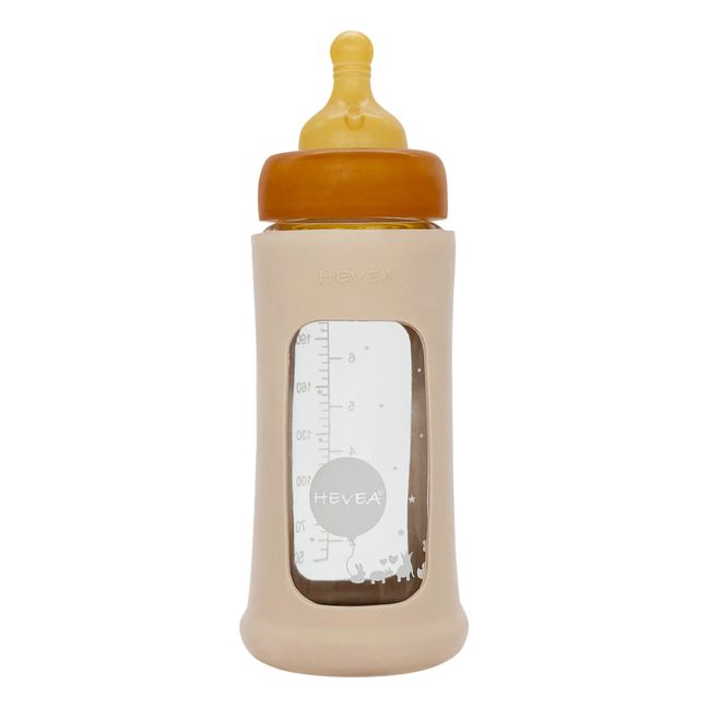 Weithalsflasche aus Glas mit Schutzhülle Mittlerer Durchsatz | Sandfarben