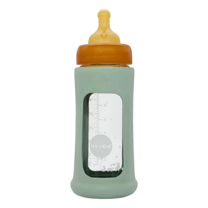 Weithalsflasche aus Glas mit Schutzhülle Mittlerer Durchsatz | Mandelgrün- Produktbild Nr. 0