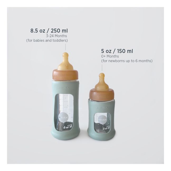 Weithalsflasche aus Glas mit Schutzhülle Mittlerer Durchsatz | Mandelgrün
