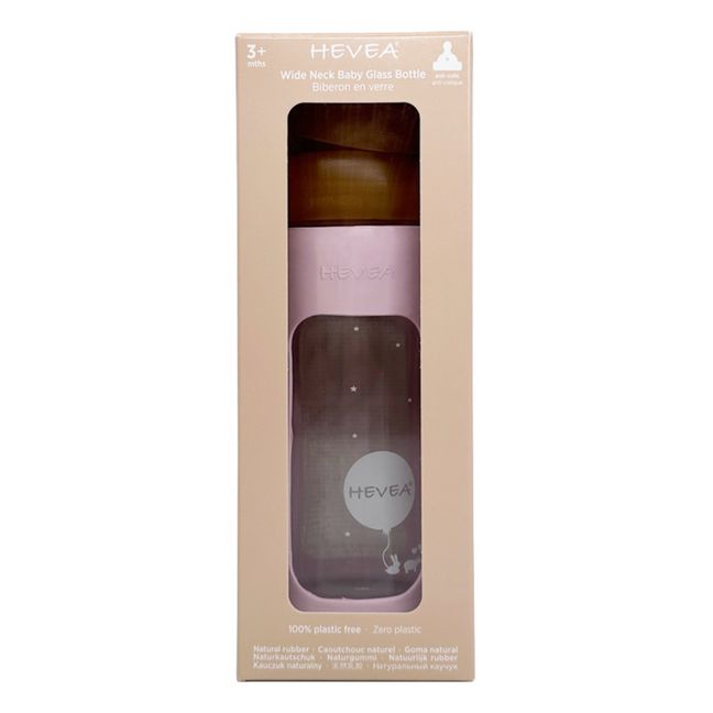 Medium Flow Wide-Neck Glass Bottle with Protective Sleeve | Powder pink