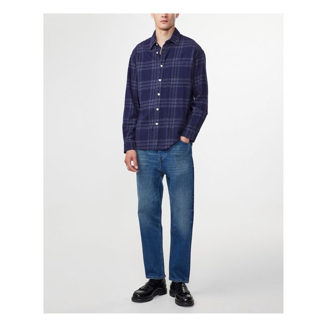 Deon 5465 Organic Cotton Checkered Shirt | Navy blue