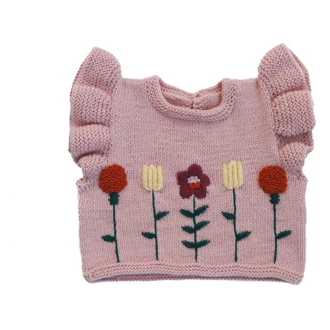 Maya Handmade and Embroidered Merino Sweater | Pink