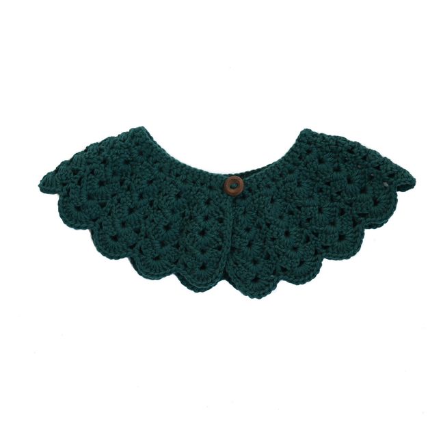 Col Crochet Mérinos Idalia | Vert sapin