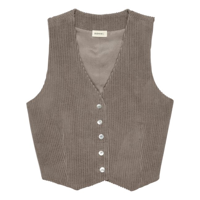 Veste Sans Manches Velours Côtelé | Taupe